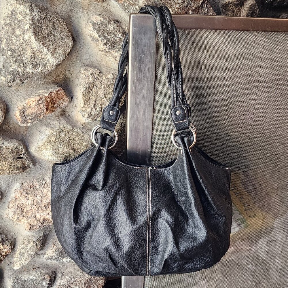 Payless Shoe Source Vegan Leather Black Shoulder Bag